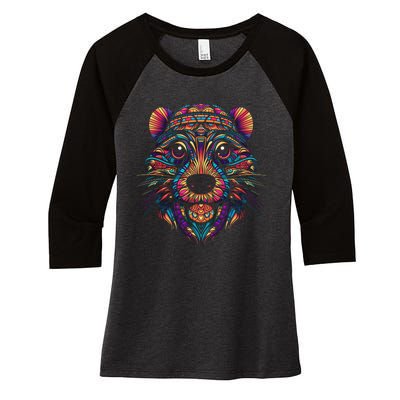 Graffiti Pop Art Of Beaver Animal Graphic Tees For Women's Tri-Blend 3/4-Sleeve Raglan Shirt