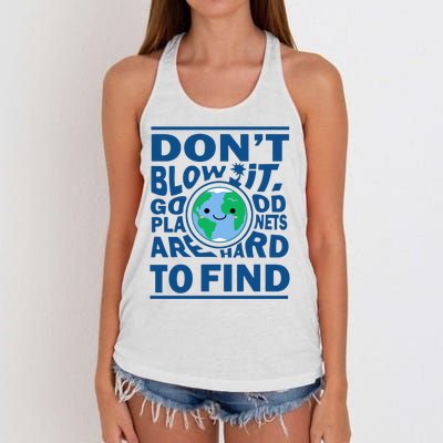 Good Planets Are Hard To Find Earth Day Women's Knotted Racerback Tank