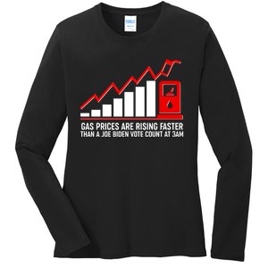 Gas Prices Are Rising Faster Than A Joe Biden Vote Count At 3am Ladies Long Sleeve Shirt