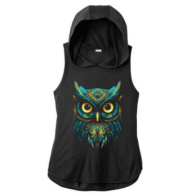 Graffiti Pop Art Of Owl Animal Graphic Tees For Ladies PosiCharge Tri-Blend Wicking Draft Hoodie Tank