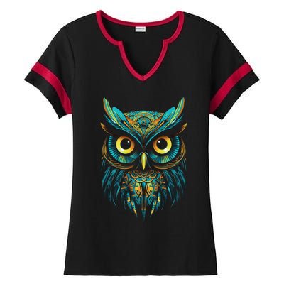 Graffiti Pop Art Of Owl Animal Graphic Tees For Ladies Halftime Notch Neck Tee