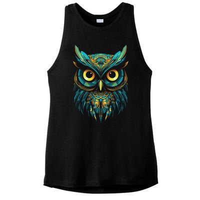 Graffiti Pop Art Of Owl Animal Graphic Tees For Ladies PosiCharge Tri-Blend Wicking Tank