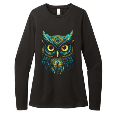 Graffiti Pop Art Of Owl Animal Graphic Tees For Womens CVC Long Sleeve Shirt