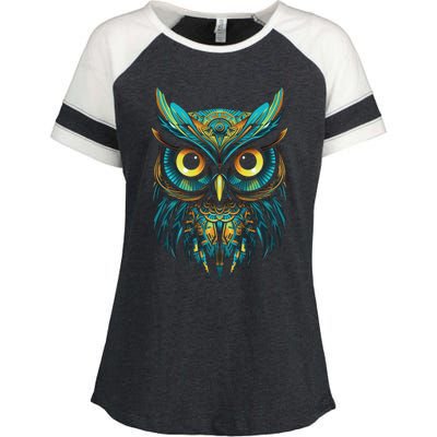 Graffiti Pop Art Of Owl Animal Graphic Tees For Enza Ladies Jersey Colorblock Tee