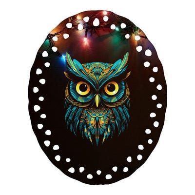 Graffiti Pop Art Of Owl Animal Graphic Tees For Ceramic Oval Ornament