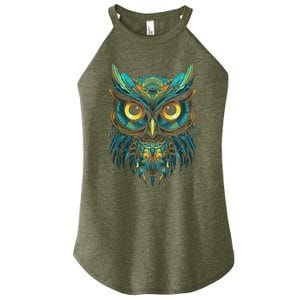 Graffiti Pop Art Of Owl Animal Graphic Tees For Women's Perfect Tri Rocker Tank