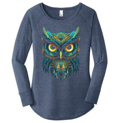 Graffiti Pop Art Of Owl Animal Graphic Tees For Women's Perfect Tri Tunic Long Sleeve Shirt