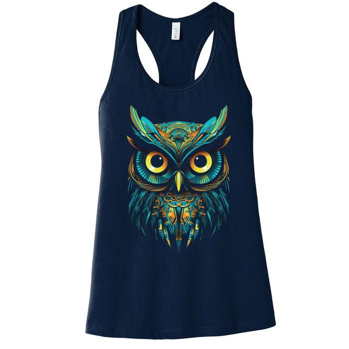 Graffiti Pop Art Of Owl Animal Graphic Tees For Women's Racerback Tank