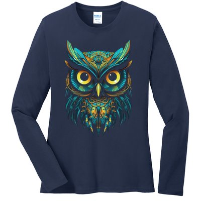 Graffiti Pop Art Of Owl Animal Graphic Tees For Ladies Long Sleeve Shirt