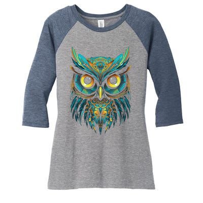 Graffiti Pop Art Of Owl Animal Graphic Tees For Women's Tri-Blend 3/4-Sleeve Raglan Shirt