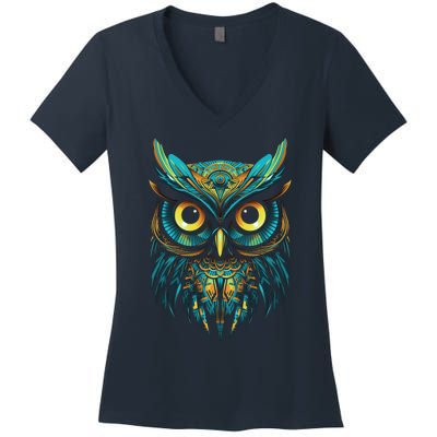 Graffiti Pop Art Of Owl Animal Graphic Tees For Women's V-Neck T-Shirt