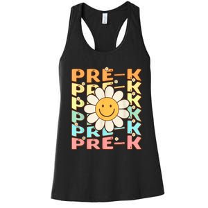 Groovy Prek Back To School Funny First Day Of Prek Women's Racerback Tank