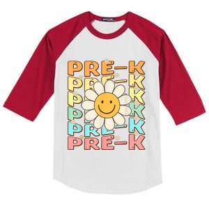 Groovy Prek Back To School Funny First Day Of Prek Kids Colorblock Raglan Jersey