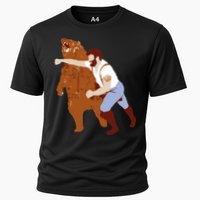 Guy Punching Bear Cooling Performance Crew T-Shirt