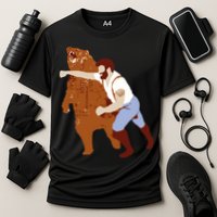Guy Punching Bear Cooling Performance Crew T-Shirt