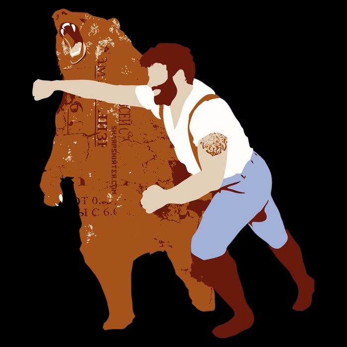 Guy Punching Bear Apron