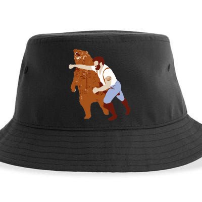 Guy Punching Bear Sustainable Bucket Hat