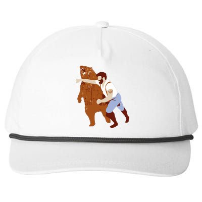 Guy Punching Bear Snapback Five-Panel Rope Hat