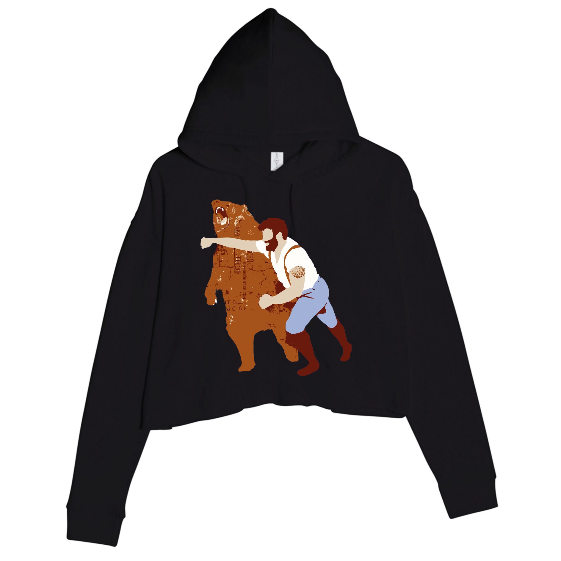 Guy Punching Bear Crop Fleece Hoodie