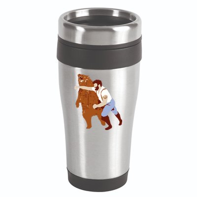 Guy Punching Bear 16oz Travel Tumbler