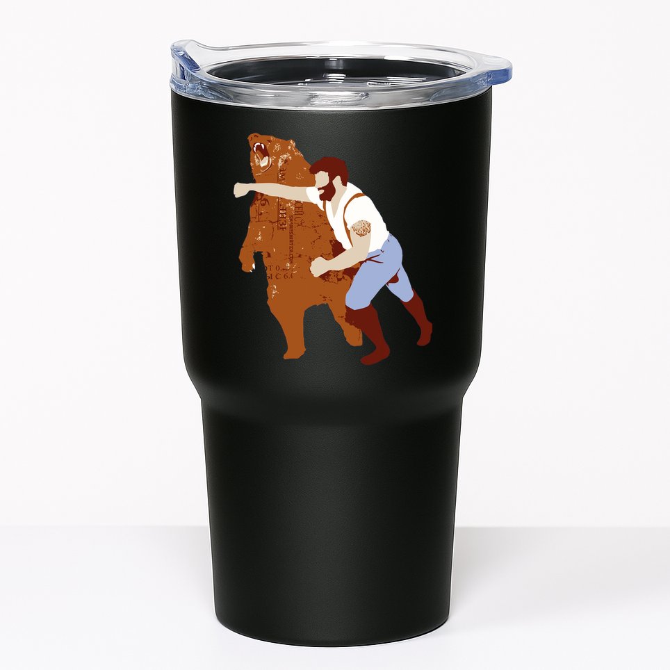 Guy Punching Bear Tumbler