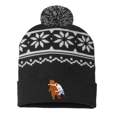 Guy Punching Bear USA-Made Snowflake Beanie