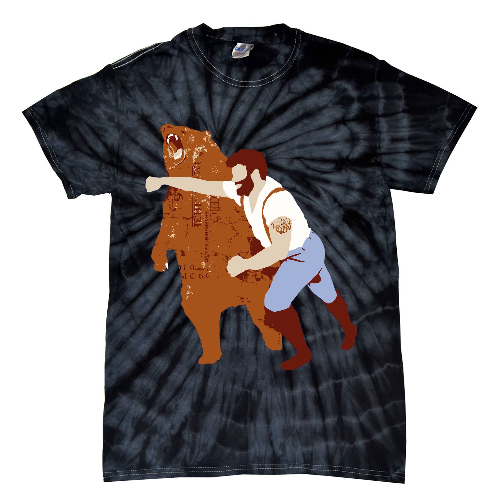 Guy Punching Bear Tie-Dye T-Shirt