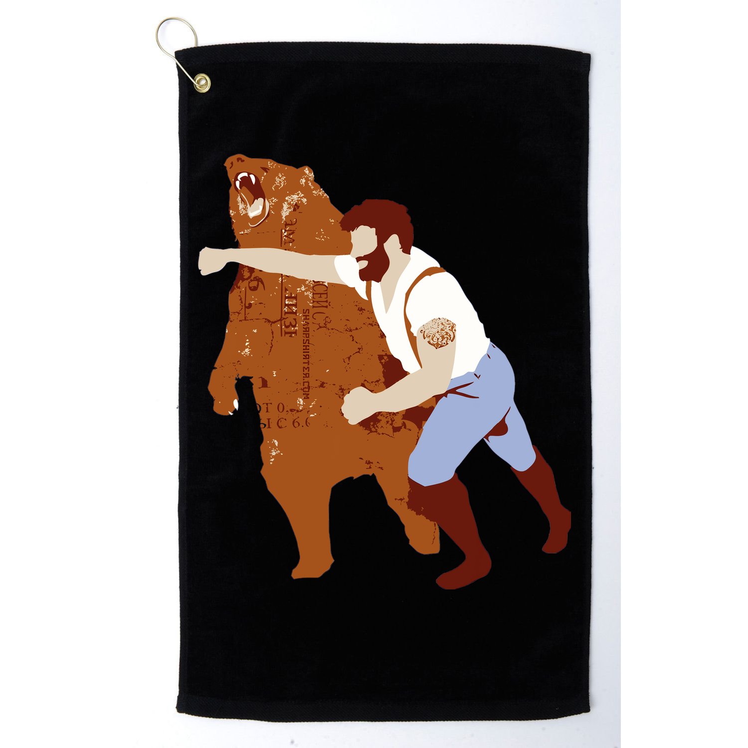 Guy Punching Bear Golf Towel