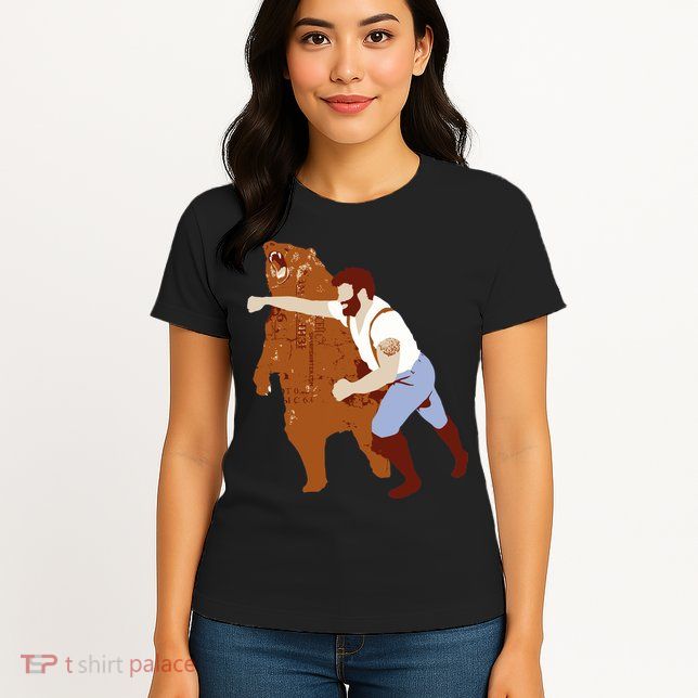 Guy Punching Bear Womens T-Shirt