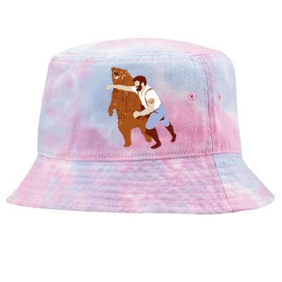 Guy Punching Bear Tie-Dyed Bucket Hat