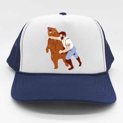 Guy Punching Bear Trucker Hat