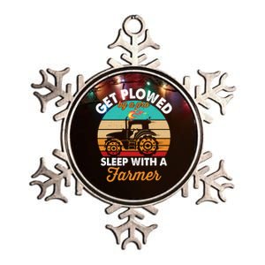 Get Plowed By A Pro Sleep With A Farmer Tractor Farming Great Gift Metallic Star Ornament