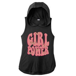 Girl Power Butterfly Retro Ladies PosiCharge Tri-Blend Wicking Draft Hoodie Tank