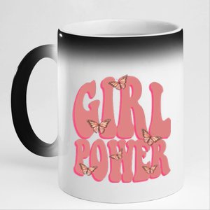 Girl Power Butterfly Retro 11oz Black Color Changing Mug