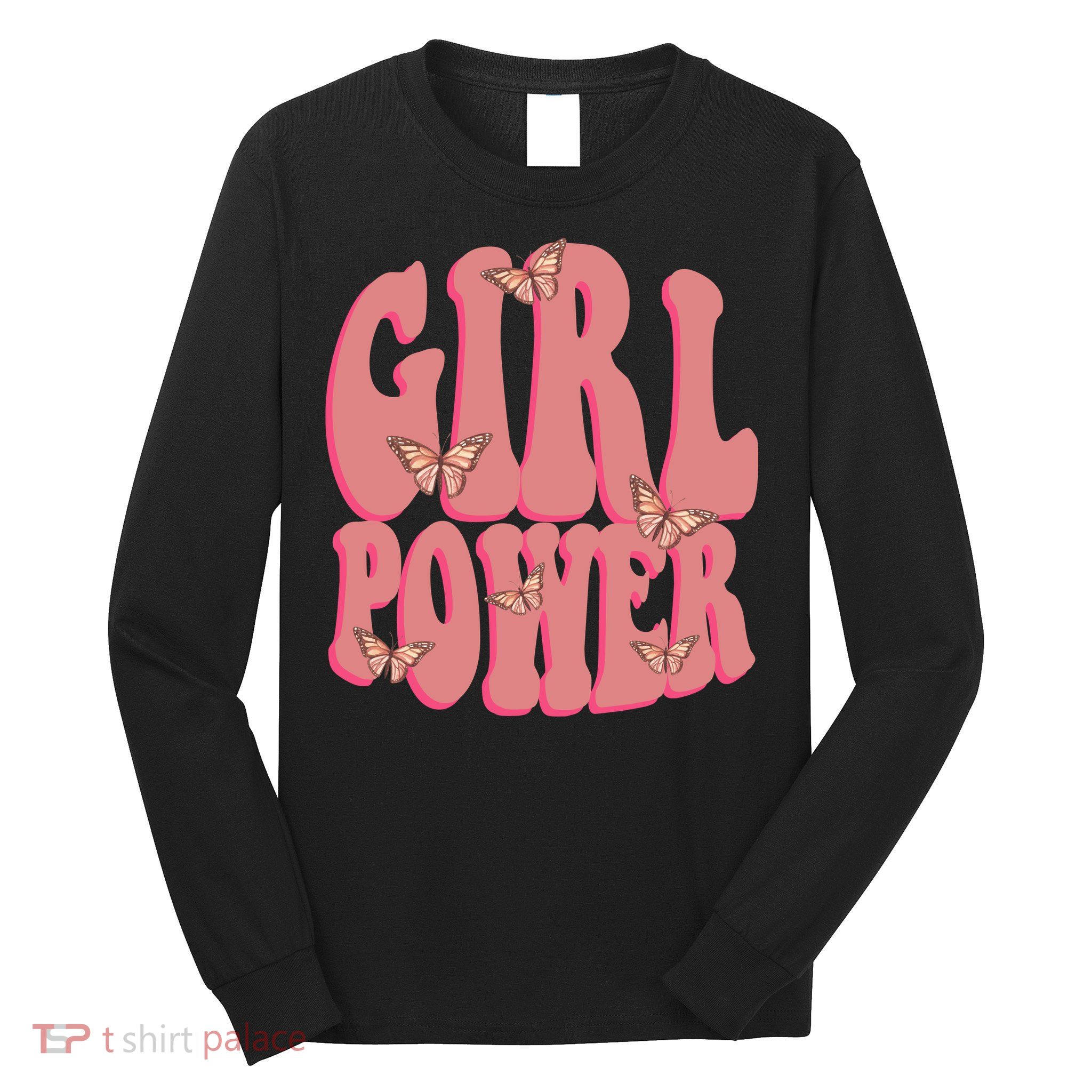 Girl Power Butterfly Retro Long Sleeve Shirt