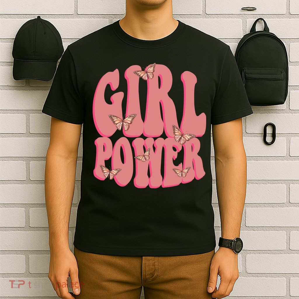 Girl Power Butterfly Retro T-Shirt