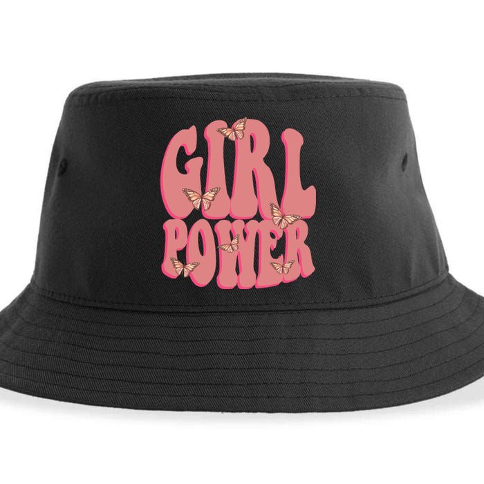 Girl Power Butterfly Retro Sustainable Bucket Hat