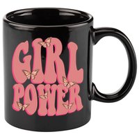 Girl Power Butterfly Retro 11oz C Handle Ceramic Mug
