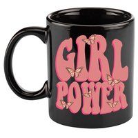 Girl Power Butterfly Retro 11oz C Handle Ceramic Mug