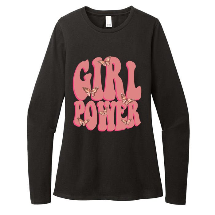 Girl Power Butterfly Retro Womens CVC Long Sleeve Shirt