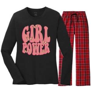 Girl Power Butterfly Retro Women's Long Sleeve Flannel Pajama Set 