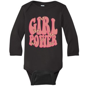 Girl Power Butterfly Retro Baby Long Sleeve Bodysuit