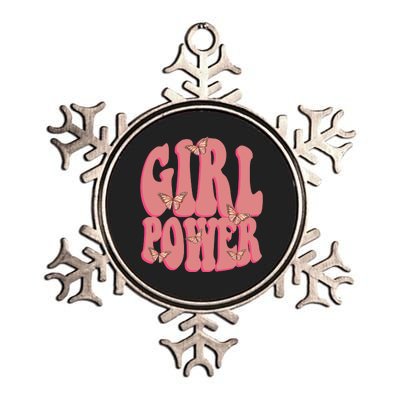 Girl Power Butterfly Retro Metallic Star Ornament