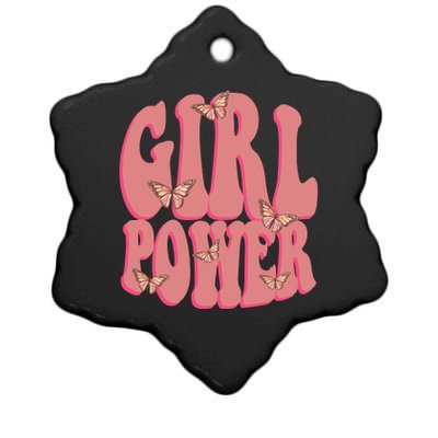 Girl Power Butterfly Retro Ceramic Star Ornament