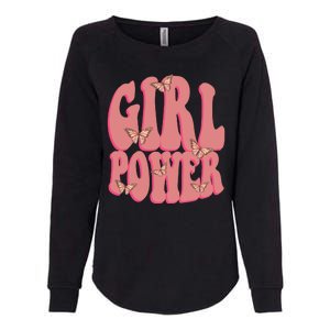 Girl Power Butterfly Retro Womens California Wash Sweatshirt