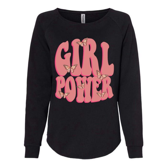 Girl Power Butterfly Retro Womens California Wash Sweatshirt