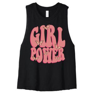 Girl Power Butterfly Retro Women's Racerback Cropped Tank