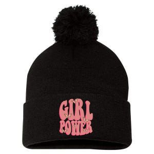 Girl Power Butterfly Retro Pom Pom 12in Knit Beanie