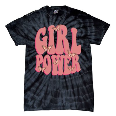 Girl Power Butterfly Retro Tie-Dye T-Shirt