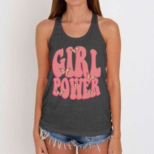 Girl Power Butterfly Retro Women's Knotted Racerback Tank